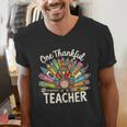 One Thankful Teacher Cute Thanksgiving Turkey School Men's V-Neck T-Shirt, funny gift One Thankful Teacher Cute Thanksgiving Turkey School Men's V-Neck T-Shirt, funny gift