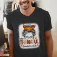 One Thankful Teacher's Aide Messy Bun Thanksgiving Fall Men's V-Neck T-Shirt, funny gift One Thankful Teacher's Aide Messy Bun Thanksgiving Fall Men's V-Neck T-Shirt, funny gift