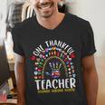 Hispanic Heritage Month One Thankful Teacher Rainbow Men's V-Neck T-Shirt, funny gift Hispanic Heritage Month One Thankful Teacher Rainbow Men's V-Neck T-Shirt, funny gift