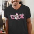 Pink Ghost Teach Halloween Teacher In Spooky Season Men's V-Neck T-Shirt, funny gift Pink Ghost Teach Halloween Teacher In Spooky Season Men's V-Neck T-Shirt, funny gift