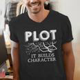 Plot It Builds Character Book Reading Teacher Men's V-Neck T-Shirt, funny gift Plot It Builds Character Book Reading Teacher Men's V-Neck T-Shirt, funny gift