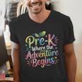 Pre-K Where The Adventure Begins Preschool Teachers Students Men's V-Neck T-Shirt, funny gift Pre-K Where The Adventure Begins Preschool Teachers Students Men's V-Neck T-Shirt, funny gift
