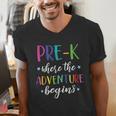 Pre-K Teacher Adventure Begins First Day Preschool Teachers Men's V-Neck T-Shirt, funny gift