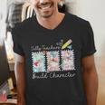Preppy Silly Teacher Goose Build Character Back To School Men's V-Neck T-Shirt, funny gift