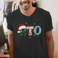 PTO Santa Hat Reindeer Parent Teacher Organization Christmas Men's V-Neck T-Shirt, funny gift