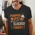 Pumpkin Spice Gives Me Teacher Powers Fall Thanksgiving Men Women Men's V-Neck T-Shirt, funny gift