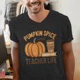 Pumpkin Spice And Teacher Life Halloween Teacher Men's V-Neck T-Shirt, funny gift Pumpkin Spice And Teacher Life Halloween Teacher Men's V-Neck T-Shirt, funny gift