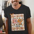 Pumpkin Teacher Preppy Fall In Love With Learning Autumn Men's V-Neck T-Shirt, funny gift