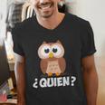 Quien Who Owl Spanish Teacher Men's V-Neck T-Shirt, funny gift Quien Who Owl Spanish Teacher Men's V-Neck T-Shirt, funny gift