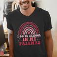 Rainbow Homeschool Mom Teacher I Go To School In My Pajamas Men's V-Neck T-Shirt, funny gift Rainbow Homeschool Mom Teacher I Go To School In My Pajamas Men's V-Neck T-Shirt, funny gift