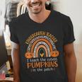 Rainbow I Teach The Cutest Pumpkins Kindergarten Teacher Men Women Men's V-Neck T-Shirt, funny gift Rainbow I Teach The Cutest Pumpkins Kindergarten Teacher Men Women Men's V-Neck T-Shirt, funny gift