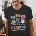 Reading Beats Everything Teacher Rock Paper Scissors Men's V-Neck T-Shirt, funny gift Reading Beats Everything Teacher Rock Paper Scissors Men's V-Neck T-Shirt, funny gift