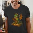 Reading Dragon Shirt For Bookish Teacher Librarian Bookworm Men's V-Neck T-Shirt, funny gift Reading Dragon Shirt For Bookish Teacher Librarian Bookworm Men's V-Neck T-Shirt, funny gift