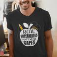 Real Superheroes Wear No Capes Teacher Design Teach Men's V-Neck T-Shirt, funny gift