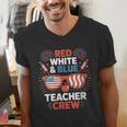 Red & Blue Teacher Crew Shirt 4th Of July Sunglasses Men's V-Neck T-Shirt, funny gift Red & Blue Teacher Crew Shirt 4th Of July Sunglasses Men's V-Neck T-Shirt, funny gift