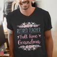 Retired Teacher Full Time Grandma Teaching Retirement Men's V-Neck T-Shirt, funny gift