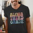Retro Aloha Third Grade Teacher Summer Vacation Beach Hawaii Men's V-Neck T-Shirt, funny gift Retro Aloha Third Grade Teacher Summer Vacation Beach Hawaii Men's V-Neck T-Shirt, funny gift