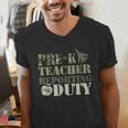 Retro Back To School Women Old Camo Pre-K Teacher Men's V-Neck T-Shirt, funny gift Retro Back To School Women Old Camo Pre-K Teacher Men's V-Neck T-Shirt, funny gift