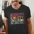Retro Diversity Equity Inclusion Belonging DEIB Teacher Men's V-Neck T-Shirt, funny gift Retro Diversity Equity Inclusion Belonging DEIB Teacher Men's V-Neck T-Shirt, funny gift