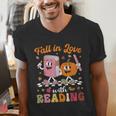 Retro Fall In Love With Learning Pumpkin Autumn Teacher Men's V-Neck T-Shirt, funny gift Retro Fall In Love With Learning Pumpkin Autumn Teacher Men's V-Neck T-Shirt, funny gift
