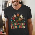 Retro Instructional Assistant Wildflowers Teacher Aide Men's V-Neck T-Shirt, funny gift