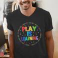 Retro Play Is Learning Teacher Back To School Men's V-Neck T-Shirt, funny gift