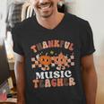 Retro Thankful Music Teacher Pumpkin Fall Thanksgiving Men's V-Neck T-Shirt, funny gift Retro Thankful Music Teacher Pumpkin Fall Thanksgiving Men's V-Neck T-Shirt, funny gift