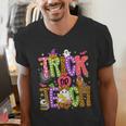 Retro Trick Or Teach Leopard Ghost Halloween Spooky Teacher Men's V-Neck T-Shirt, funny gift Retro Trick Or Teach Leopard Ghost Halloween Spooky Teacher Men's V-Neck T-Shirt, funny gift