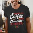 Running On Coffee And Christmas Cheer Lover Teacher For Men Women Kids Men's V-Neck T-Shirt, funny gift Running On Coffee And Christmas Cheer Lover Teacher For Men Women Kids Men's V-Neck T-Shirt, funny gift