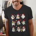 Santa Ghost Reading Books Christmas Library Teacher Men's V-Neck T-Shirt, funny gift