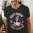 Silly Goose Spooky Teacher Club Halloween Witch Ghost Men's V-Neck T-Shirt, funny gift