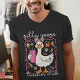 Silly Goose Teacher Club Animal Lover Groovy Teacher Men's V-Neck T-Shirt, Groovy Teacher Shirts, funny gift