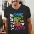You Are SMART BRAVE STRONG KIND LOVED MOTIVATION TEACHER KID Men's V-Neck T-Shirt, funny gift You Are SMART BRAVE STRONG KIND LOVED MOTIVATION TEACHER KID Men's V-Neck T-Shirt, funny gift