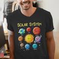 Solar System Cute Face Planets Space Science Teacher School Men's V-Neck T-Shirt, Science Teacher Shirts, funny gift