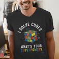I Solve Cubes Speed Cubing Vintage Youth Math Teacher Men's V-Neck T-Shirt, funny gift I Solve Cubes Speed Cubing Vintage Youth Math Teacher Men's V-Neck T-Shirt, funny gift