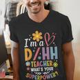Special Education ASL Teacher Superpower DHH Teacher Men's V-Neck T-Shirt, funny gift Special Education ASL Teacher Superpower DHH Teacher Men's V-Neck T-Shirt, funny gift