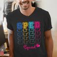 SPED Squad Proud Special Education Para Teacher Colorful Men's V-Neck T-Shirt, funny gift SPED Squad Proud Special Education Para Teacher Colorful Men's V-Neck T-Shirt, funny gift