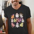 SPED Teacher Halloween Spooky Special Education Team Men Women Kids Men's V-Neck T-Shirt, funny gift