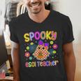 Spooky ESOL Teacher Halloween ESOL Teaching Coquette Men's V-Neck T-Shirt, funny gift
