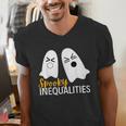 Spooky Ghost Inequalities Halloween Math Teacher Men's V-Neck T-Shirt, funny gift Spooky Ghost Inequalities Halloween Math Teacher Men's V-Neck T-Shirt, funny gift