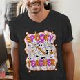Spooky Teacher Ghost Pencil Teacher Halloween Teacher Men's V-Neck T-Shirt, funny gift Spooky Teacher Ghost Pencil Teacher Halloween Teacher Men's V-Neck T-Shirt, funny gift