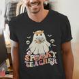 Spooky Teacher Groovy Retro Ghost Teacher Halloween 2023 For Men Women Kids Men's V-Neck T-Shirt, Groovy Teacher Shirts, funny gift Spooky Teacher Groovy Retro Ghost Teacher Halloween 2023 For Men Women Kids Men's V-Neck T-Shirt, Groovy Teacher Shirts, funny gift