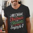 Students Saying 6-7 67 Six Seven Teacher Christmas Men's V-Neck T-Shirt, funny gift Students Saying 6-7 67 Six Seven Teacher Christmas Men's V-Neck T-Shirt, funny gift