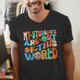 My Students Are Out Of This World Space Groovy Teacher Men's V-Neck T-Shirt, Groovy Teacher Shirts, funny gift