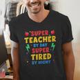 Super Teacher By Day Super Tired By Night Teacher For Men Women Men's V-Neck T-Shirt, Super Teacher Shirts, funny gift Super Teacher By Day Super Tired By Night Teacher For Men Women Men's V-Neck T-Shirt, Super Teacher Shirts, funny gift