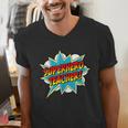 Superhero Teacher Retro Comic Teaching Superpower Men's V-Neck T-Shirt, funny gift