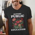 Support Public Education Cute Floral Teacher Red For Ed Men's V-Neck T-Shirt, funny gift Support Public Education Cute Floral Teacher Red For Ed Men's V-Neck T-Shirt, funny gift