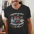 I Survived 100 Days Of School Teacher Kids Cat Lover Men's V-Neck T-Shirt, funny gift