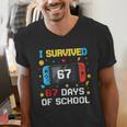 I Survived 67 Days Of School 67 Teacher Squad Matching Men's V-Neck T-Shirt, funny gift I Survived 67 Days Of School 67 Teacher Squad Matching Men's V-Neck T-Shirt, funny gift
