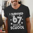 I Survived 67 Days Of School Teachers Students Men's V-Neck T-Shirt, funny gift